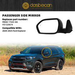 Driver Side Mirror Heated Puddle Lights Blind Spot Compatible with Ford Explorer 2025 Replaces FO1320674 8Pins