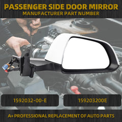Passenger Side View Mirror Assembly Compatible with 2017-2023 Tesla Model 3 Right Door Mirror With Power Adjusted/Power Folding/Heated Glass/Memory Recall (Pearl White)