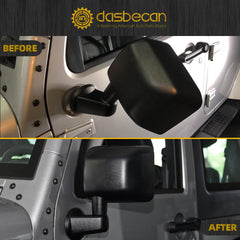 Right Passenger Side Mirror Compatible with 2007-2018 Jeep Wrangler JK Door Mirrors Manual Folding No-Disturtion Glass Replaces#CH1321271 68081250AA 55077966AB Textured Black Cover