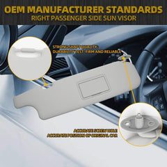 Right Passenger Side Sun Visor W Mirror Compatible with 70 Series Land Cruiser Replaces# 74320-60300-A0 74310-90K11-08