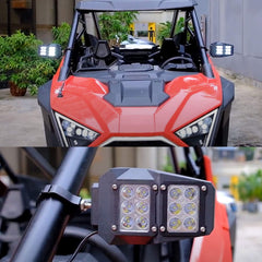 UTV Side Rear View Mirrors With LED Lamp Compatible With Polaris Ranger RZR Can-Am Maverick Yamaha Rhino Arctic Cat Almost All UTV With A 1.75" - 2" Diameter Round Tube Roll Cages