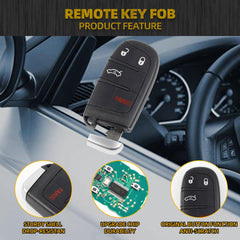 Key Fob Keyless Entry Compatible with Chrysler 200 2015-2018 Chrysler 300 Dodge Challenger Charger 2019-2021 Smart Remote Control 68155686AB M3M-40821302 4A Chip 4 Buttons