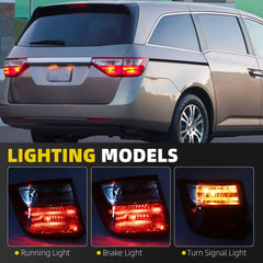Tail Light Assembly Compatible with 2011 2012 2013 Honda Odyssey Halogen Rear Lamp Taillight Right Passenger Side Replace#33500-TK8-A01 HO2805100
