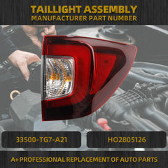 Tail Light Assembly LED Compatible 2020-2022 Honda Pilot 2022-2024 Honda Passport Rear Lamp Right Passenger Side 33500-TG7-A21