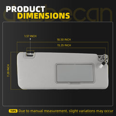 Left+Right Side Sun Visor Compatible with Titan Armada(Grey) For Nissan Titan 2004-2024 QX56 Armada 2004-2014 with Light Replace#96401-EZ70B 96400-EZ70B