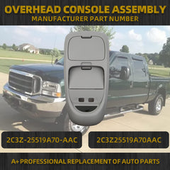 Overhead Console Assembly w/o Sunroof Compatible with 2002 2003 2004 Ford F250 F350 F450 F550 Super Duty Replaces# 2C3Z25519A70AAC 2C3Z-25519A70-AAC Interior Roof Console Panel (Gray)