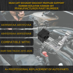 Rear Left Driver Side Exhaust Bracket Muffler Support Rubber Isolator Hanger Set Compatible With Ram 1500 2019-2025 Replace# 68275662AB 68275662AA 68519121AA
