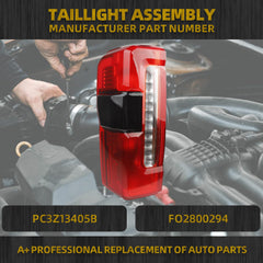 Tail Light Assembly Halogen Compatible With 2023-2025 Ford F250 F350 Super Duty (W/Blind Spot) Taillight Rear Lamp Left Driver Side Replace PC3Z13405B