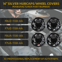 Hubcaps Compatible with 1998-2023 Ford E150 E250 E350 Econoline Van 16 inch Wheel Cover Hub Caps Replaces# F8UZ-1130-AA F7UZ-1130-AA F8UA-1130-AA F7UA-1130-AA Black
