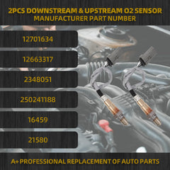 Oxygen O2 Sensor 2PCS 1&2 Compatible with 2016-2019 Chevrolet Chevy Cruze 1.4L 2016-2022 Malibu 1.5L 2017-2022 Spark 1.4L, Buick Encore 1.4L, GMC Terrain 1.5L 12701634 Upstream & Downstream