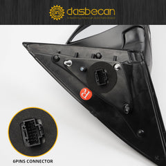 Right Passenger Side Mirror Compatible with Kia Optima 2014 2015 Manual FoldingWith Power Glass | Heated | Turn Signal | Painted Outside Door Mirror # KI1321175 876204C501 6Pins White