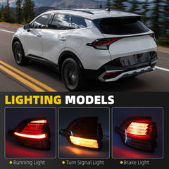 Tail Light Assembly Compatible with 2023 2024 Kia Sportage SX/Prestige/X-Line/X-Pro LED+Hglogen Rear Lamp Taillight Left Driver Side Replace#92401-DW000