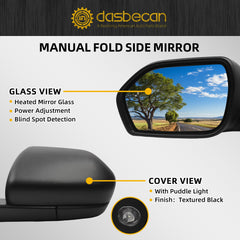 Driver Side Mirror Heated Puddle Lights Blind Spot Compatible with Ford Explorer 2025 Replaces FO1320674 8Pins
