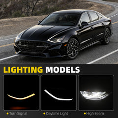 Passenger Side LED Headlight Assembly Compatible with 2020-2022 Hyundai Sonata Right Front Headlamp Replace# 92102L0100 HY2503251