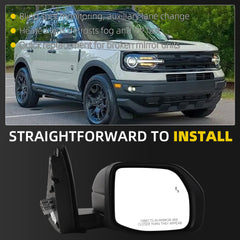 Side Rear View Mirror Compatible with 2021-2025 Ford Bronco Sport Power Heated Glass Blind Spot Manual Folding HD Glass Lens Passenger Door Mirror Replace#M1PZ17682A M1PZ17682A-PFM(7pin)