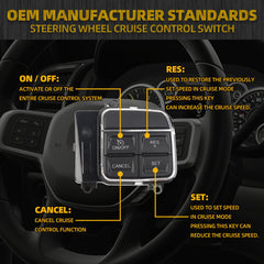 56046252AD Steering Wheel Cruise Control Switch Compatible with Chrysler 300 Town & Country Dodge Charger Durango Grand Caravan Journey Ram 1500 2500 Replaces 56046094AF