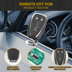 Key Fob Replacement Compatible with Chevy Traverse 2018 2019 2020 Blazer 2019 2020 Smart Proximity Keyless Entry Remote Control Replaces HYQ4EA 13529636 13519188 433Mhz 5 Buttons