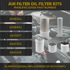 Air Filter Oil Filter Kits Compatible with Bobcat 751 751G 753 763 773 7753 753G 763G 773G S130 S150 S160 S175 S185 S205 T140 T180 T190 Replaces 6598362 6598492 6675517 6667352 6661248