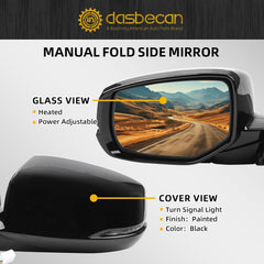 Left Driver Side Door Mirror Assembly Compatible with Honda Accord 2013-2017 Power Glass Heated with Turn Signal Light Replaces HO1320275 Black 6Pins