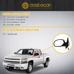 Dasbecan Side Door Mirror Compatible with 2007-2013 Chevy Silverado,GMC Sierra,Yukon View Mirror