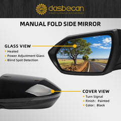 Left Side Door Mirror Compatible with 2021 2022 2023 2024 2025 Hyundai Elantra with Turn Signal Heated Blind Spot Detection(BSD) Power Glass Black Painted #87610AA170 HY1320285 8Pins