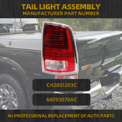 LED Tail Lights Assembly Compatible With Dodge Ram 1500 2013-2018 Ram 2500 & 3500 2014-2018 Passenger Side Plug＆Play Replaces# 68093078AC CH2801203