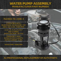 7623063 Water Pump 115v Compatible with Manitowoc Ice Maker MAN7623063-115V for Q, J, and B Series- 76-2306-3