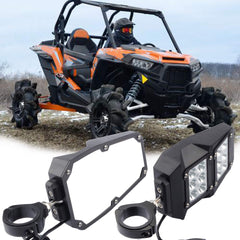 UTV Side Rear View Mirrors With LED Lamp Compatible With Polaris Ranger RZR Can-Am Maverick Yamaha Rhino Arctic Cat Almost All UTV With A 1.75" - 2" Diameter Round Tube Roll Cages