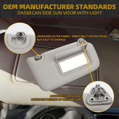 Passenger Side Sun Visor Compatible with Nissan Sentra 2013 2014 2015 2016 2017 2018 2019 Replaces# 96400-3SG8A Front Right | Sun Protection Shade | Makeup Mirror | Gray