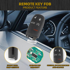 2PCS Key Fob Replacement Compatible with Chrysler 300 2011-2018 Dodge Charger Challenger Dart Keyless Entry Remote Control Replaces M3N-40821302 56046759AF ID46 Chip 433MHz 5 Buttons