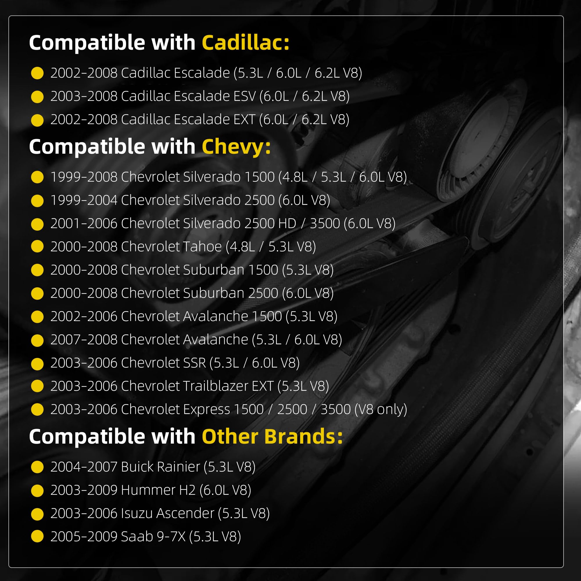 38158 Serpentine Belt Tensioner Pulley Kit Compatible with Chevy Silverado Avalanche Suburban Express Tahoe Cadillac Escalade GMC Savana Sierra Yukon Hummer Buick Saab Replaces# T38158 38009 - Dasbecan