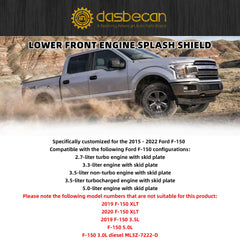 FL3Z-5D032-D Engine Splash Shield Compatible with 2015-2022 Ford F-150 2.7L 3.3L 3.5L Replaces# FL3Z-5D032-D Front Lower