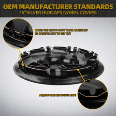 Hubcaps Compatible with 1998-2023 Ford E150 E250 E350 Econoline Van 16 inch Wheel Cover Hub Caps Replaces# F8UZ-1130-AA F7UZ-1130-AA F8UA-1130-AA F7UA-1130-AA Black