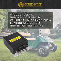 Dasbecan Golf Cart Motor Controller Compatible with EZGO TXT Medalist 1995-2000, Curtis 36V 300amp DCS 9-Pin Replaces# 73144G06 1206SX 73144G01 73144G02 73144G03