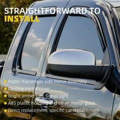 Passenger Side Mirror Compatible with 07-13 Chevy Silverado 11Pins 07-13 GMC Sierra Yukon Chrome Mirror w/ Power Folding, Power Heated Glass, Turn Signal Light, Puddle Light 25776084 GM1321499