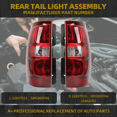 Rear Tail Light Assembly Compatible With 2007-2014 Chevrolet Tahoe Suburban Taillights With Bulbs & Wiring Harness Replaces# GM2801196 GM2800196 (Rear Left and Right Side)