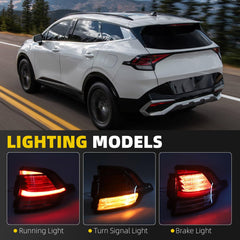 Tail Light Assembly Compatible with 2023 2024 Kia Sportage SX/Prestige/X-Line/X-Pro LED+Hglogen Rear Lamp Taillight Right Passenger Side Replace#92402-DW000