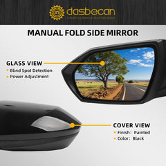 Left Driver Side Door Mirror Compatible with 2021-2024 Hyundai Elantra with Power Glass Blind Spot Detection(BSD) Manual Folding Black Painted Replace# 87610AB060, HY1320278 5Pins