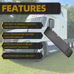Left Driver Side Sun Visor w/o Wire or Mirror Compatible with Freightliner Cascadia 2007-2017 (After June 2007) Replace# 924-8005