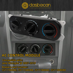 55111840AE HVAC A/C Heater Switch Panel Module Compatible with 2007 2008 2009 2010 Jeep Wrangler JK, Air Conditioning Climate Control Module Switch Panel Replaces 55111840AB,55111840AD