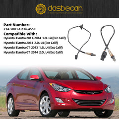 Oxygen O2 Sensor 2PCS Compatible with Elantra 1.8L 2.0L L4 2011-2014 Left Right Upstream & Downstream Replaces# 234-5083 234-4550