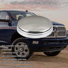 Wheel Center Cap Compatible with Dodge Ram 3500 4500 5500 2003-2018 Hub Cap Replaces 52106876AD Chrome Front Dually Wheels