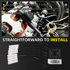 9059C Ceramic Spark Plug Wire Set Extreme 9000 for LS Engine Compatible with 1999-2012 GM 4.8/5.3/6.0/6.2L LS Engines, with Extreme 9000 Ceramic Boot, 8mm 180°(8pcs,White)