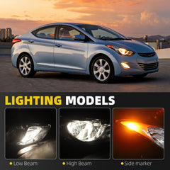 Right Passenger Side Headlight Assembly Compatible with 2011 2012 2013 Hyundai Elantra Front Headlamp Replace# 921023Y000 HY2503161