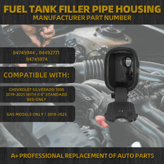 Fuel Tank Filler Pipe Housing Compatible with Chevrolet Silverado 1500 2019-2025 with 6'6" standard bed ONLY # 84745944 84492771 84745974