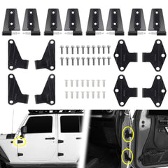 4 Door Hinge Assembly Kits Inside and Outside Compatible with 2007-2018 Jeep JK Wrangler Replaces# 55395386 55395387 55395393 55395392 16 Pcs with 36 Bolt