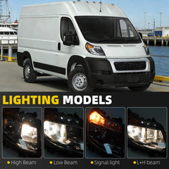 Passenger Side Headlight Assembly W/O DRL Compatible with 2014-2022 Ram Promaster 1500 2500 3500 Front Right Headlamp Replace# 4725944AK CH2503254(5 Pins)