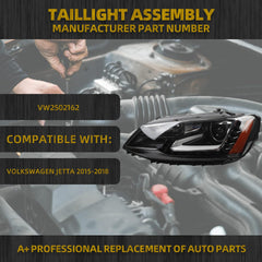 HID Headlight w/o AFS Compatible With Volkswagen Jetta 2015-2018 w/LED DRL Headlamp Assembly Replaces#VW2502162 Left Driver Side w/Bulbs