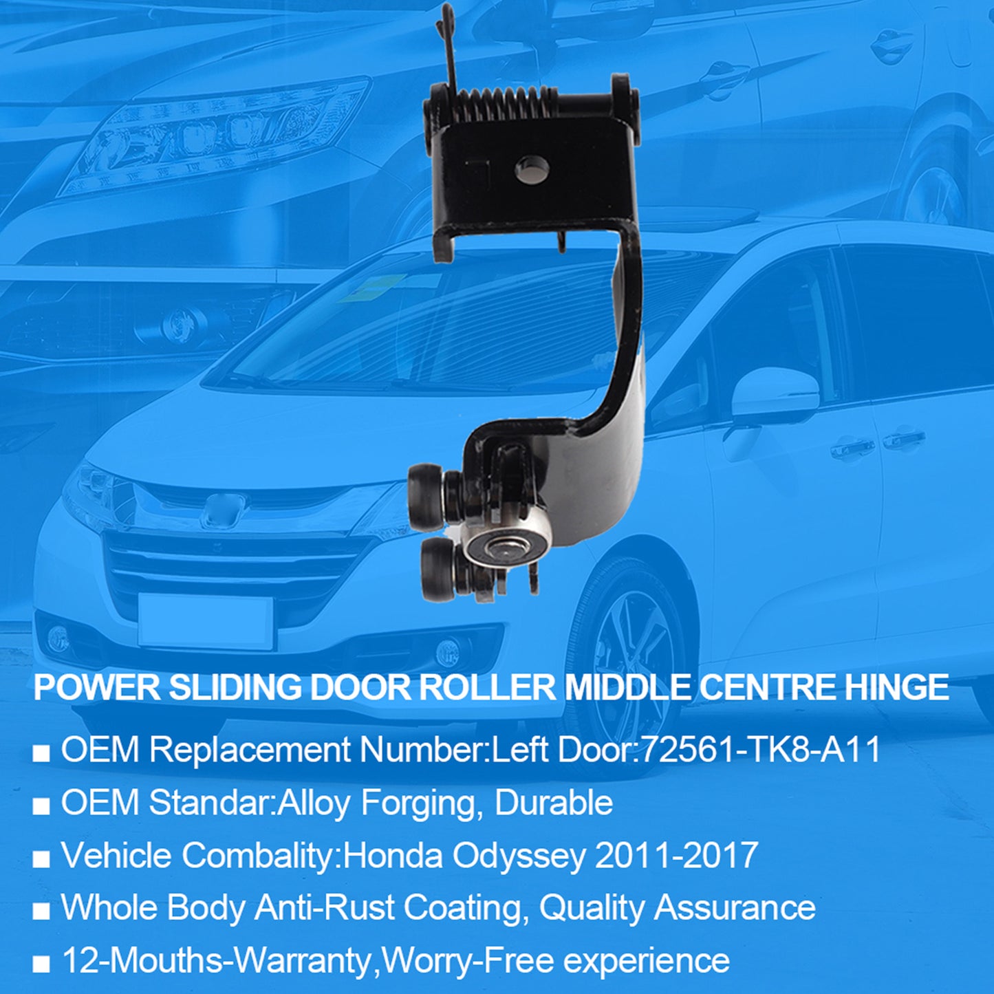 Driver Side Power Sliding Door Roller 2011-2017 Honda Odyssey Center Rail Roller Hinge Replacement 72561-TK8-A11