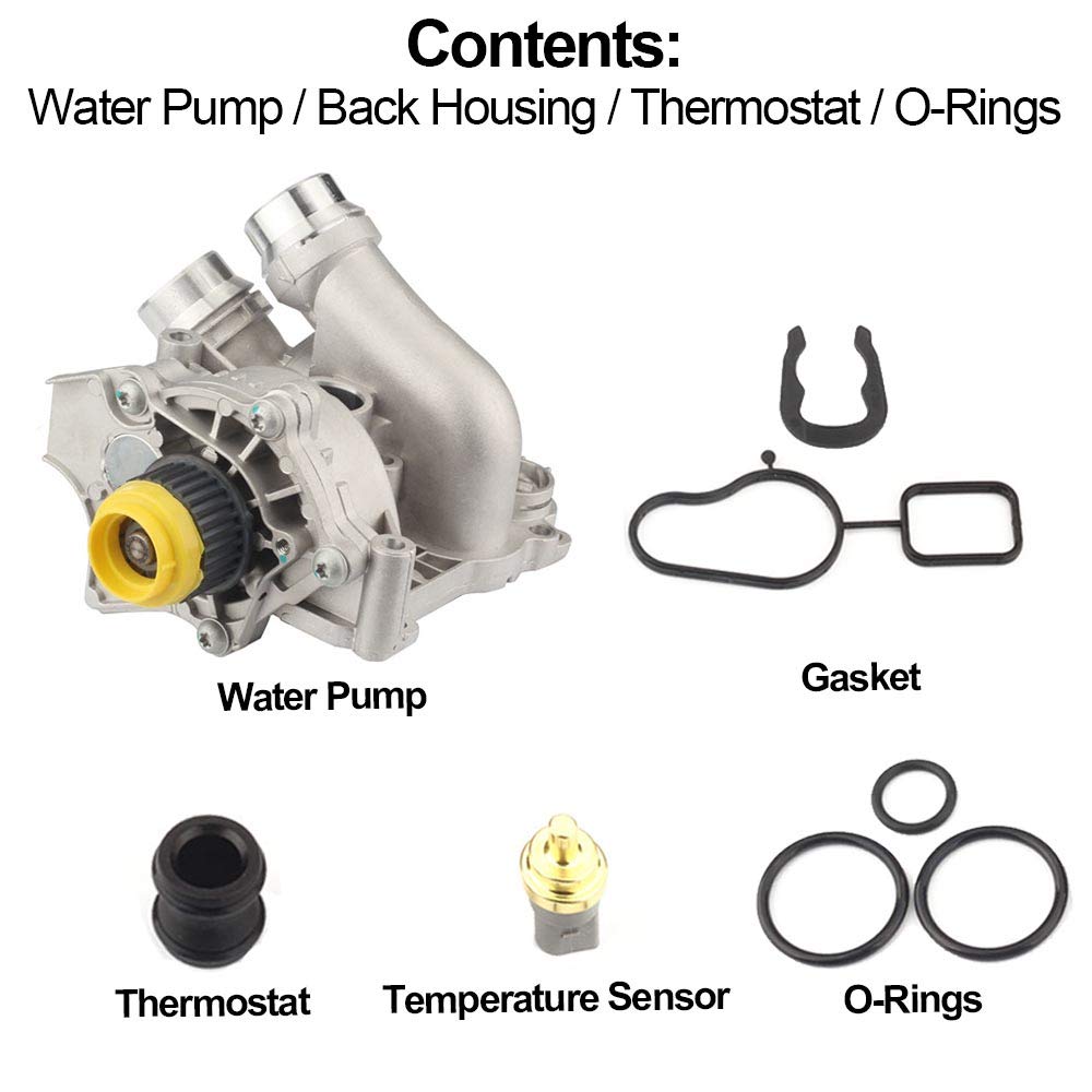 Audi A3 A4 A5 A6 Q3 Q5 TT VW Beetle CC Eos GTI Jetta Passat Tiguan Aluminum Electric Engine Water Pump Assembly - 06H121026CQ - Dasbecan